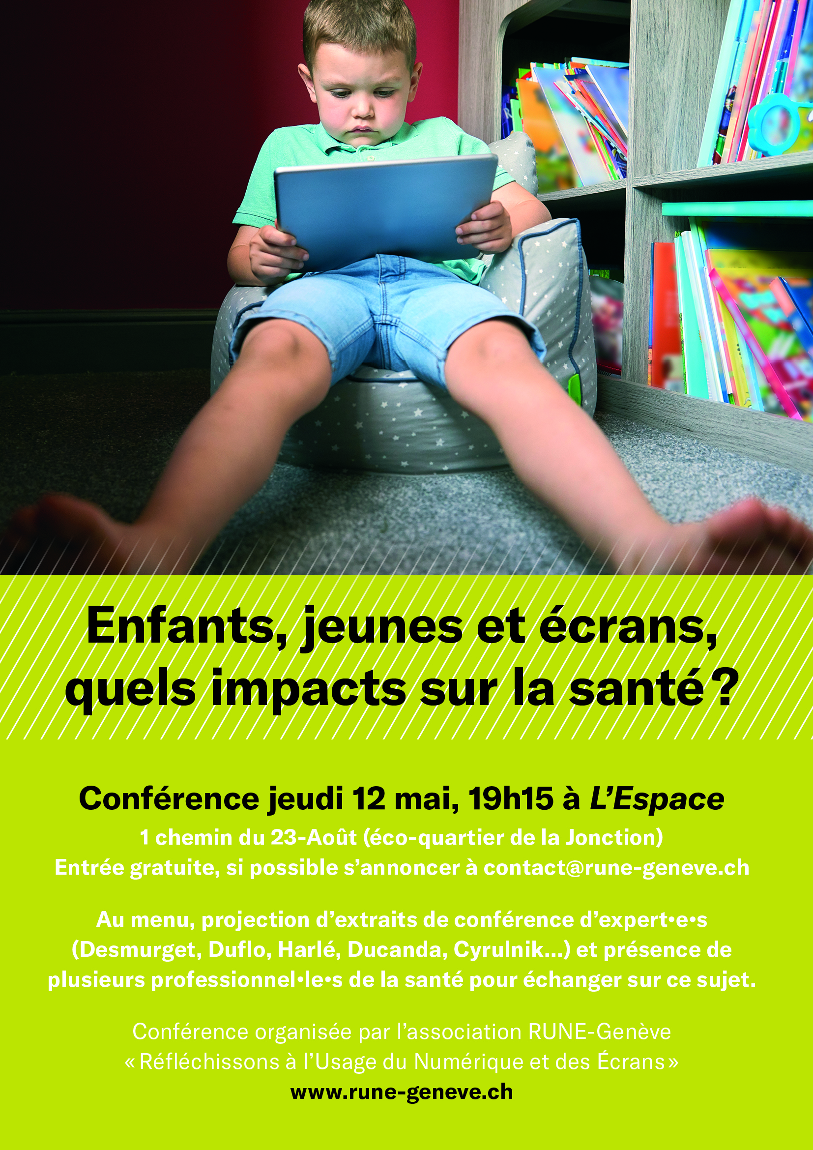 Conférence « Enfants, jeunes et écrans - quels impacts sur la santé? » - RUNE Genève